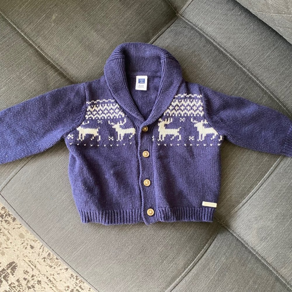 Janie and Jack Reindeer Cardigan (3-6 month)